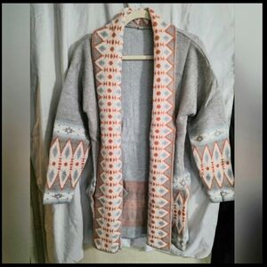 💥End Of Winter Sale💥Grey Aztec Print Open Front Knitted Cardigan ( New/Unused)